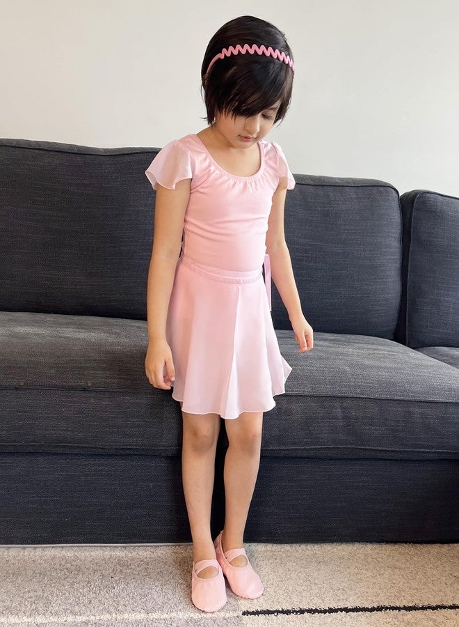 ستيل طقم ملابس رقص ستيلي باليه للبنات الصغيرات، يتكون من تنورة وجوارب طويلة (للأطفال الصغار/الأطفال/الأطفال الكبار) (لون وردي باليه - أكمام مكشكشة، 85) - Image 3